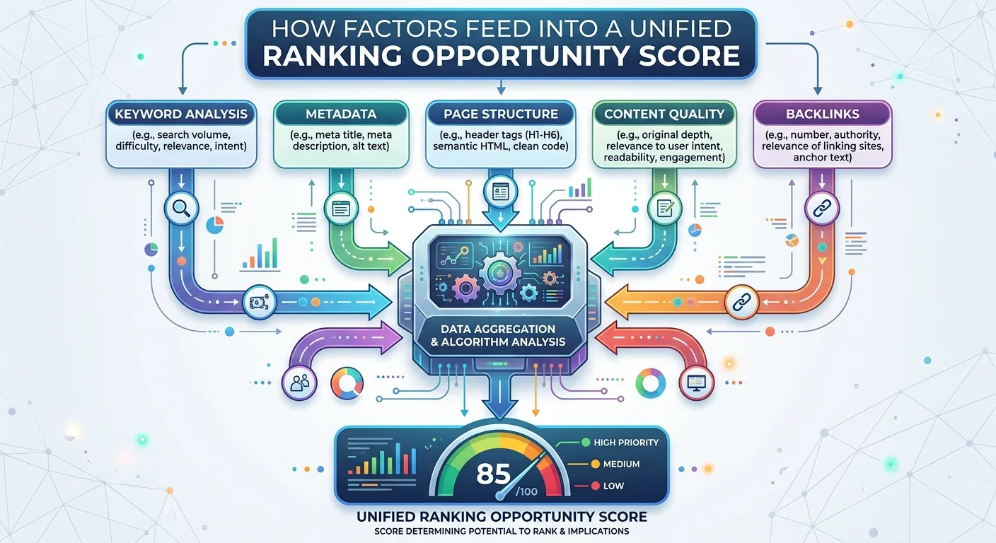 Visual framework of SEO ranking opportunity components