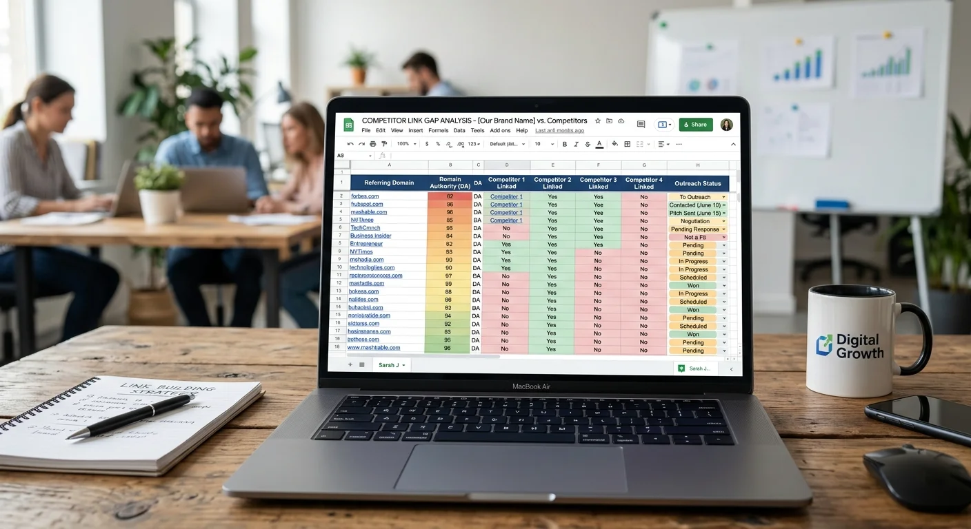 Competitor backlink gap analysis spreadsheet for outreach planning